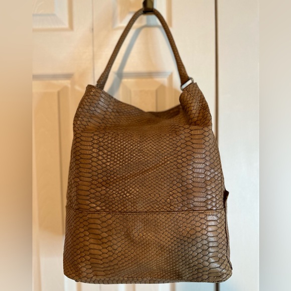 FURLA | Genuine Leather Python Camel Shoulder Bag - Picture 8 of 11
